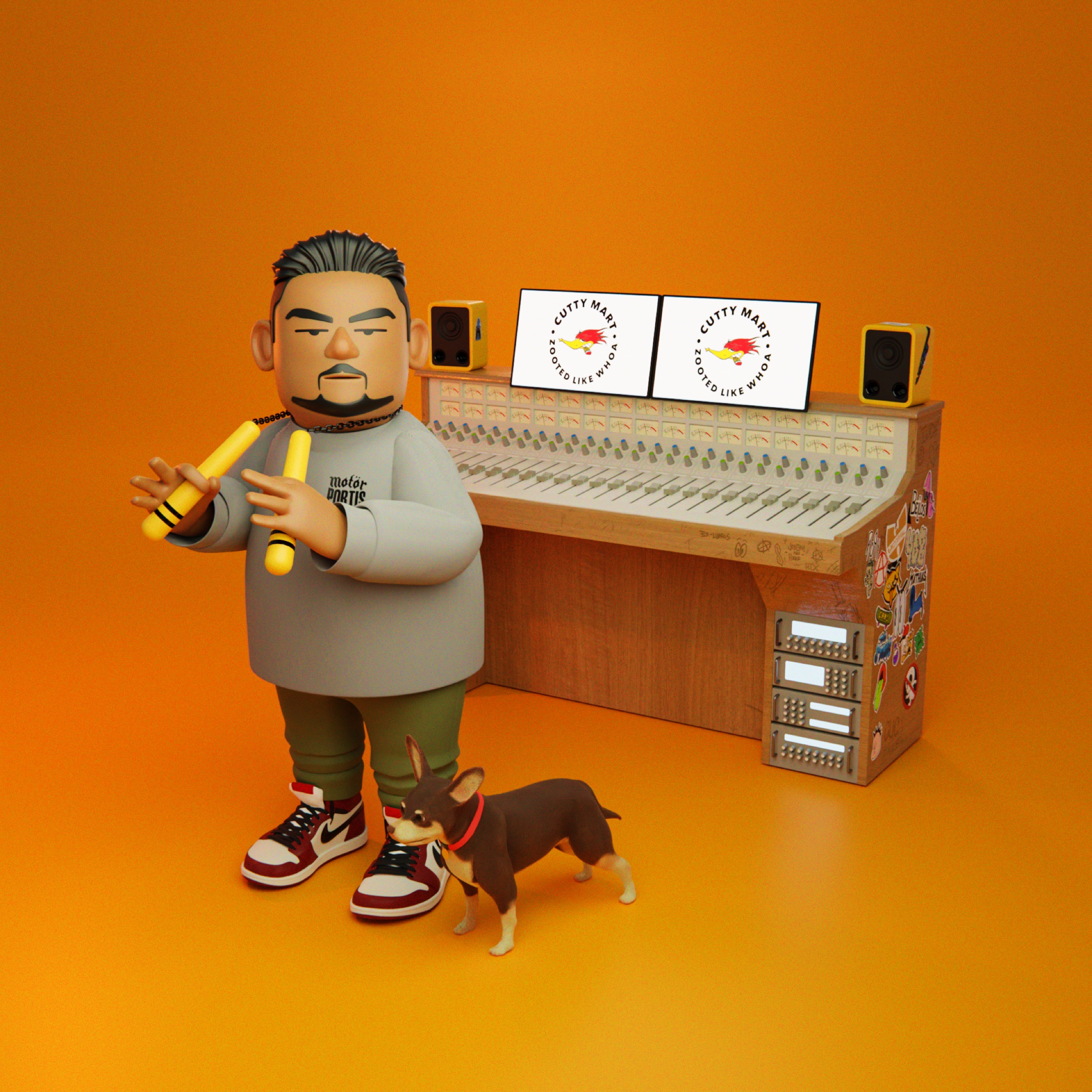Cutso personal work, orange music studio scene